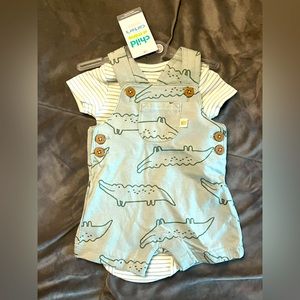 Carter's Child of Mine Baby Boy Short Sleeve Bodysuit and Overall Outfit Set